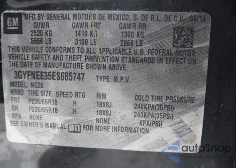 2014 Cadillac Srx Luxury Collection z USA, uszkodzony, nr VIN 3GYFNEE35ES685747